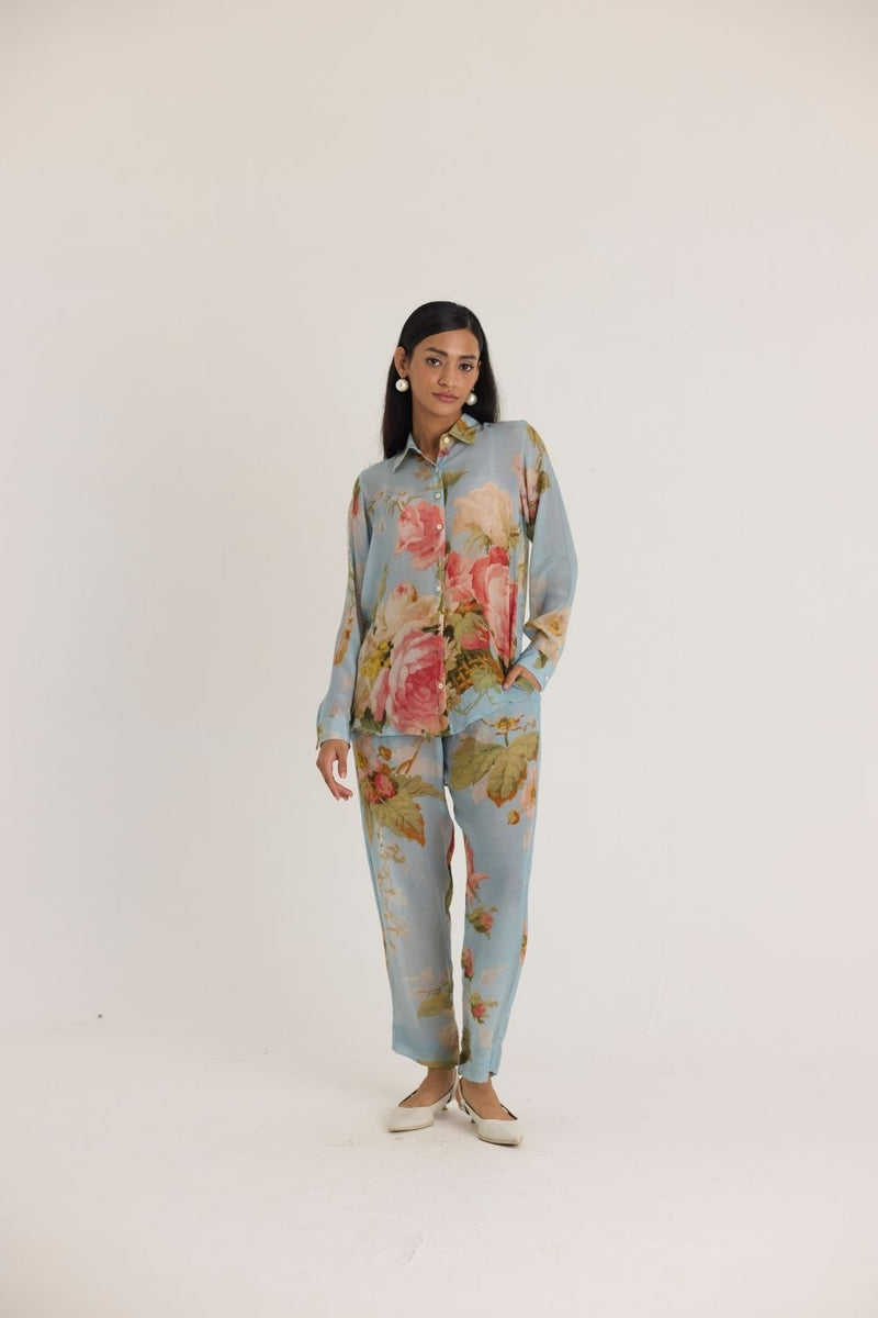 TAFFY CO-ORD SET by Yam in blue color for women Worldwide