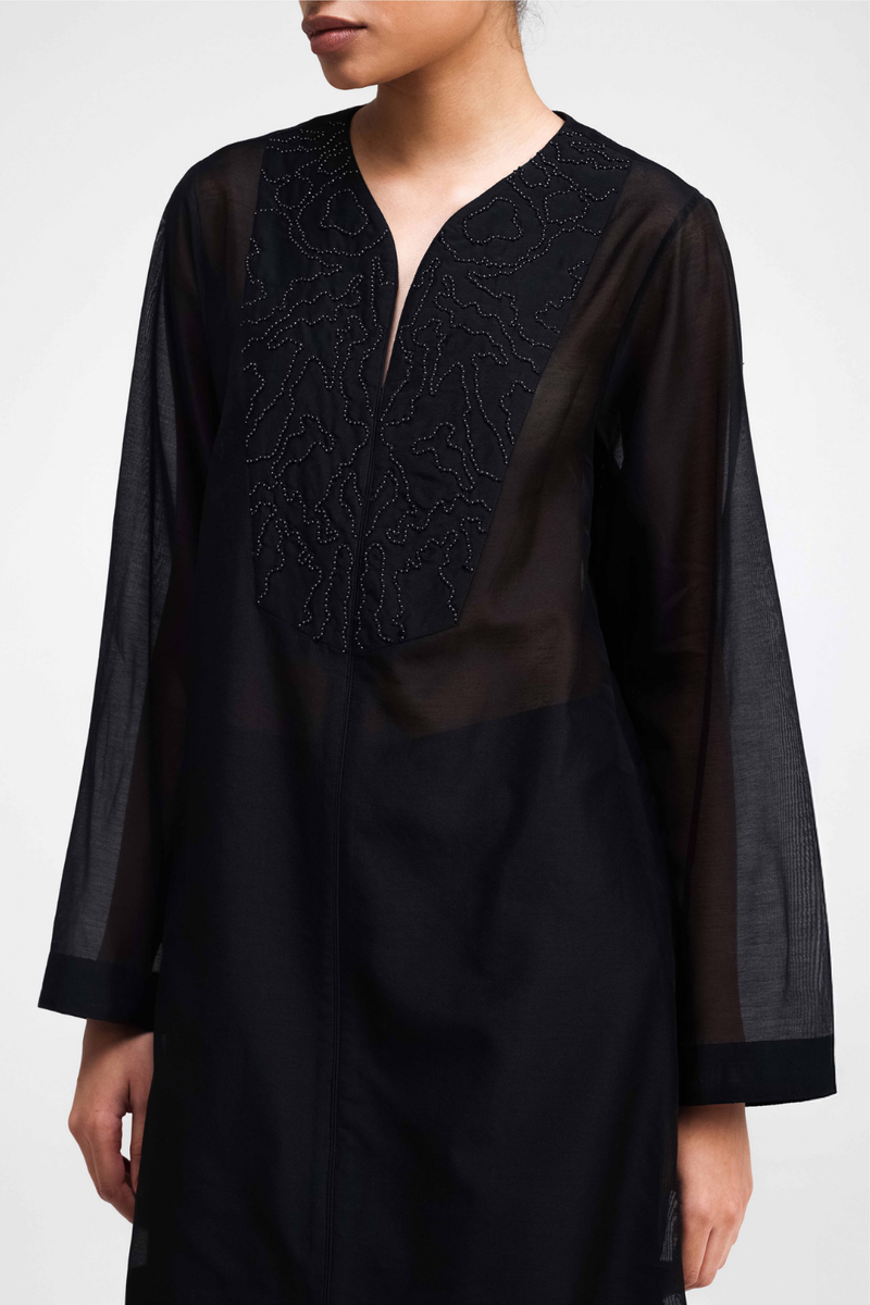 Jun Hand-Embroidered Co-ord Set silk by Turn Black in black color for women Worldwide