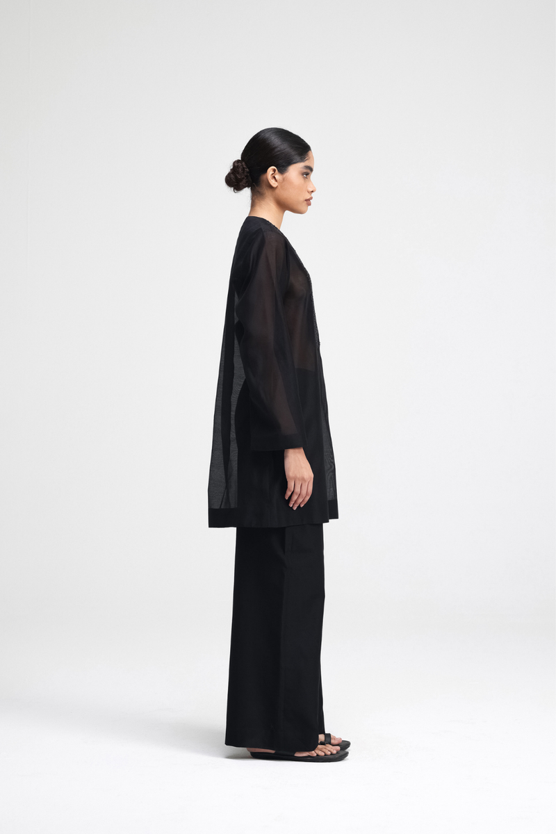 Jun Hand-Embroidered Co-ord Set silk by Turn Black in black color for women Worldwide