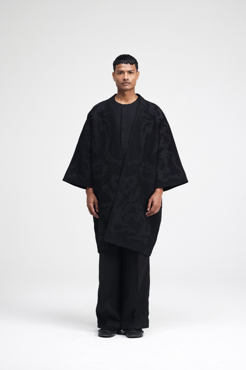Jiri Embroidered Chenille Overlay linen by Turn Black in black color for women Worldwide
