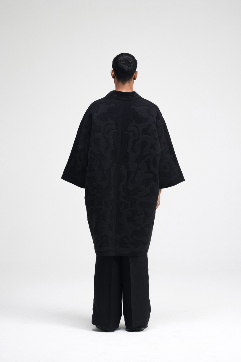Jiri Embroidered Chenille Overlay linen by Turn Black in black color for women Worldwide