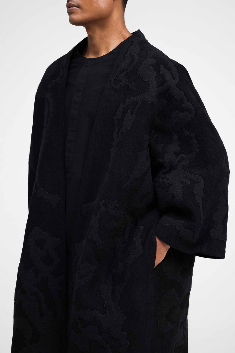 Jiri Embroidered Chenille Overlay linen by Turn Black in black color for women Worldwide