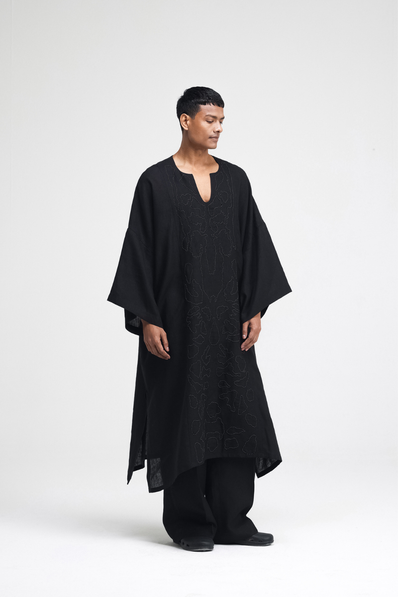 Daichi Hand-Embroidered Kaftan by Turn Black in black color for women Worldwide