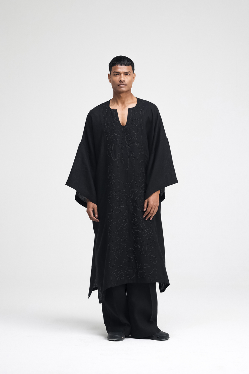 Daichi Hand-Embroidered Kaftan by Turn Black in black color for women Worldwide