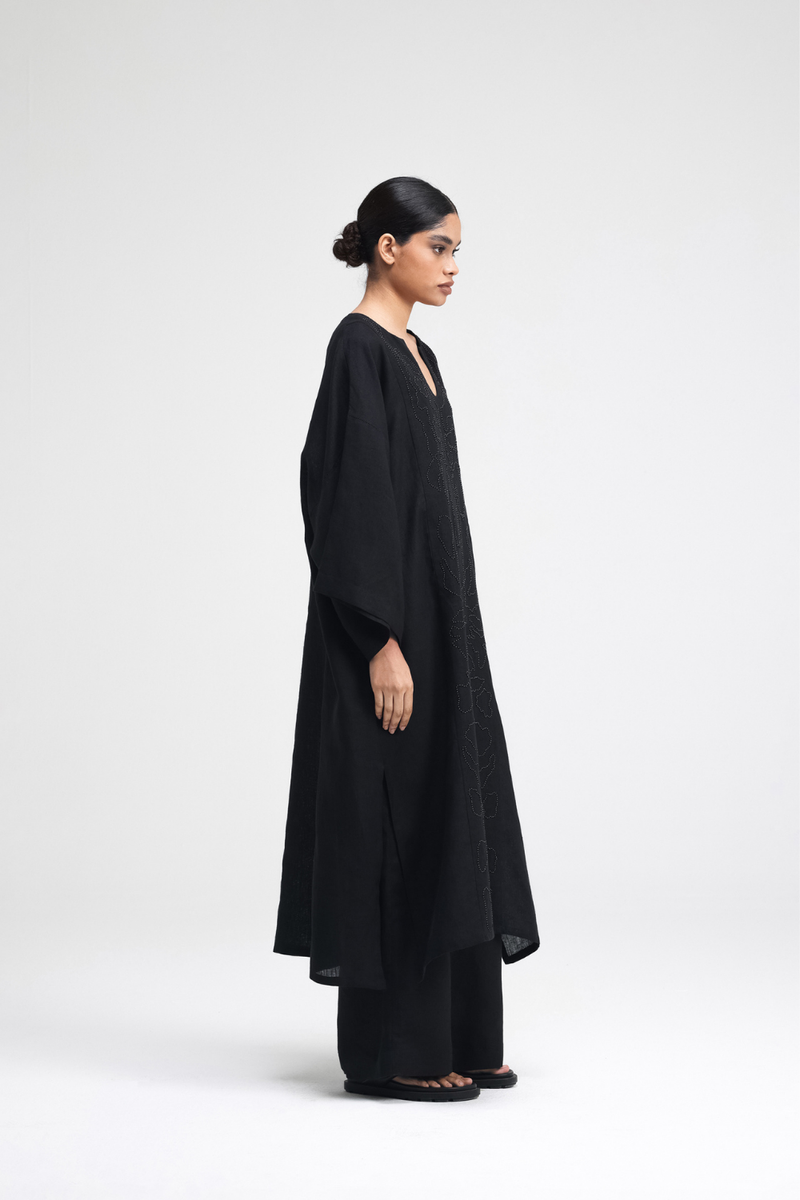 Daichi Hand-Embroidered Kaftan by Turn Black in black color for women Worldwide