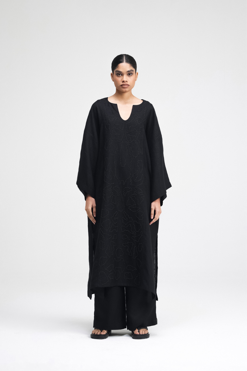 Daichi Hand-Embroidered Kaftan by Turn Black in black color for women Worldwide