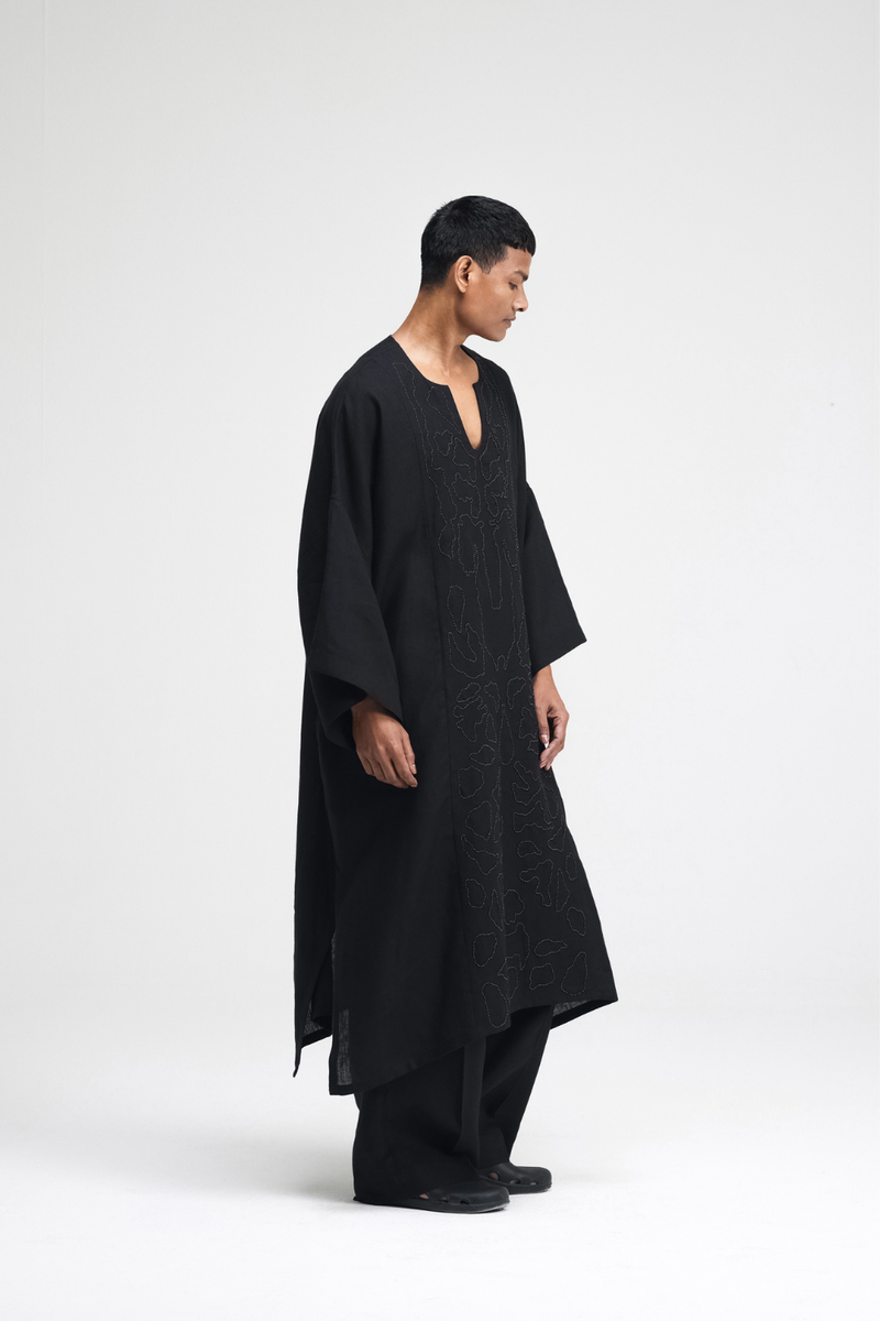 Daichi Hand-Embroidered Kaftan by Turn Black in black color for women Worldwide