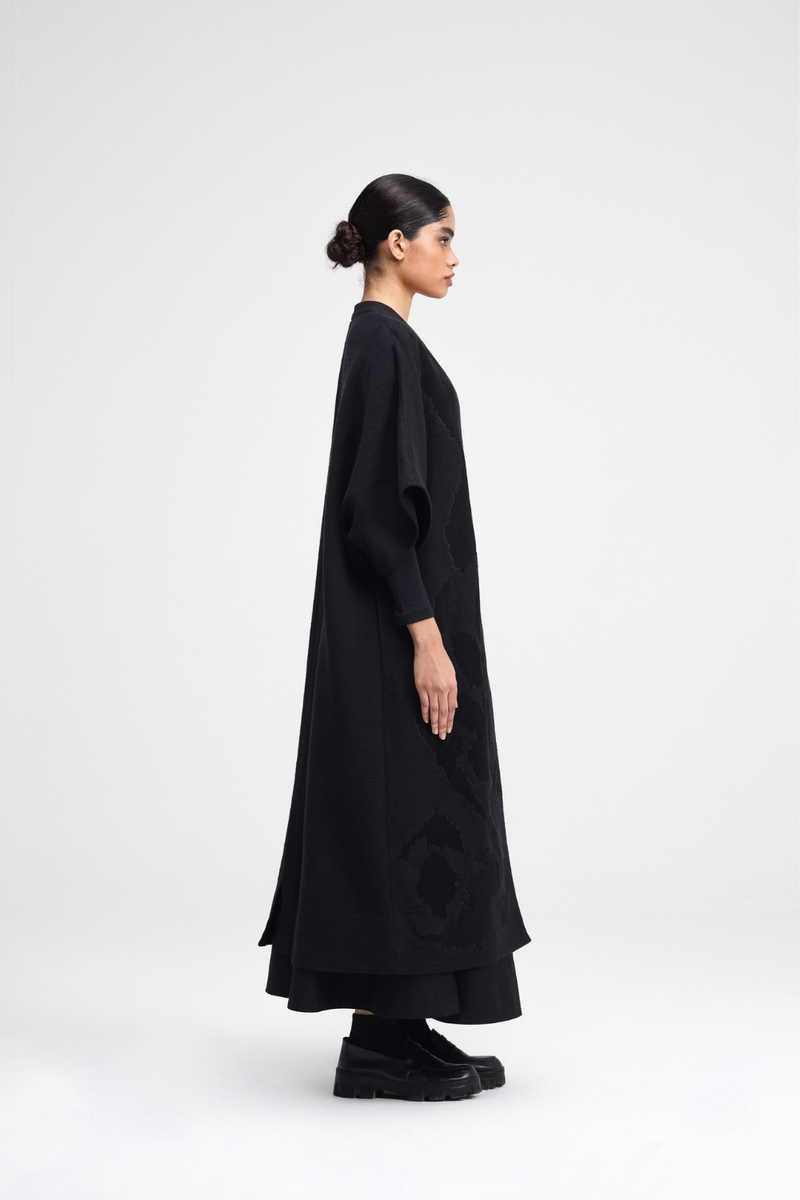 Calla Embroidered Overlay linen by Turn Black in black color for women Worldwide