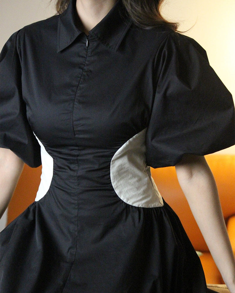 Illusion dress 100% cotton by Leh Studios in black color for women Worldwide