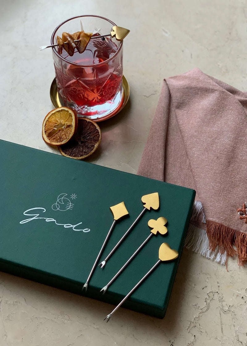 King little cocktail picks- Set of 8 linen by Gado Living for Worldwide