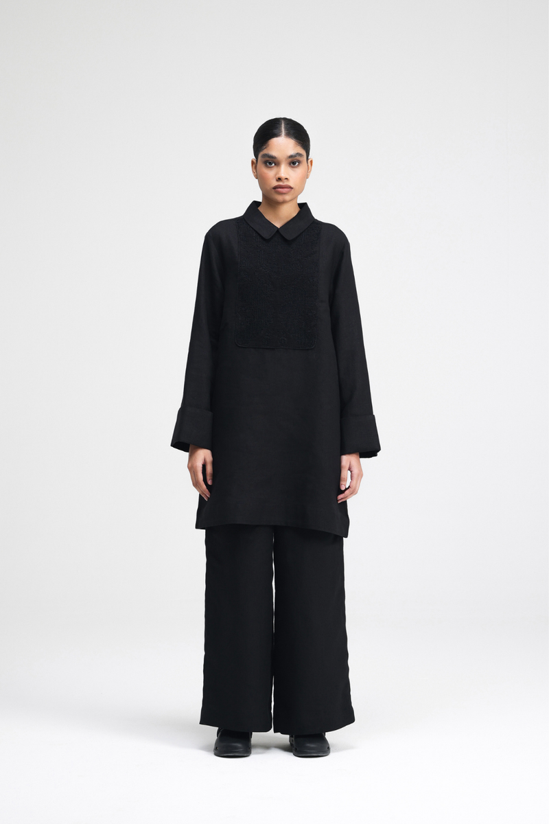 Sorai Hand-Embroidered Overlay by Turn Black in black color for women Worldwide