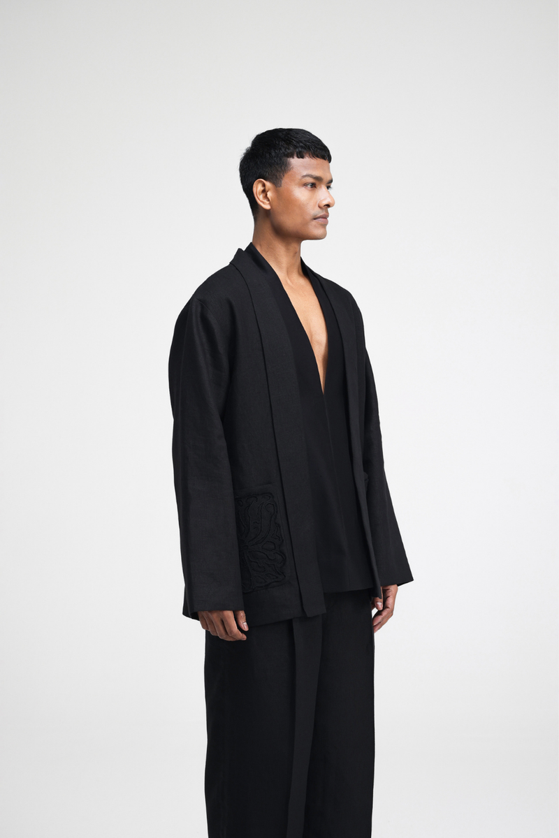 Sorai Hand-Embroidered Overlay by Turn Black in black color for women Worldwide