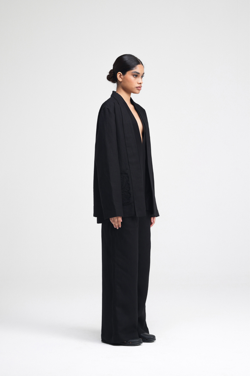 Sorai Hand-Embroidered Overlay by Turn Black in black color for women Worldwide