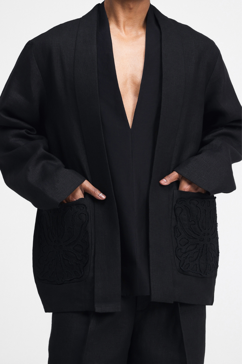 Sorai Hand-Embroidered Overlay by Turn Black in black color for women Worldwide