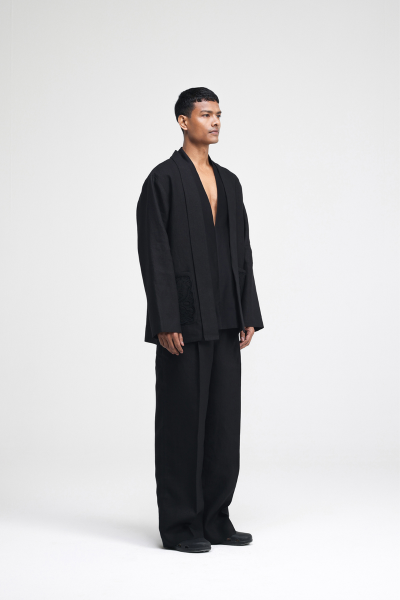 Sorai Hand-Embroidered Overlay by Turn Black in black color for women Worldwide