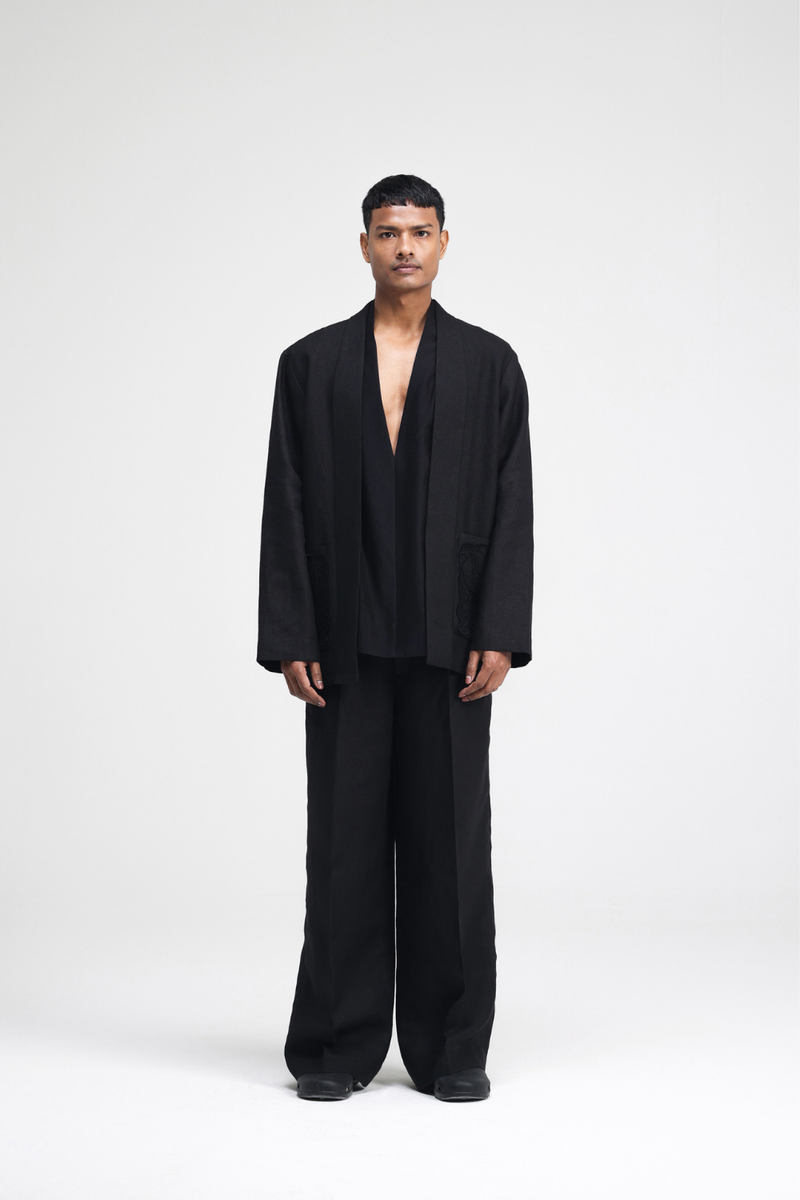 Sorai Hand-Embroidered Overlay by Turn Black in black color for women Worldwide