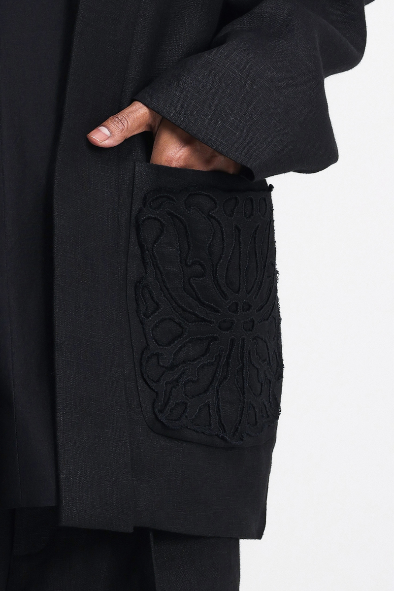 Sorai Hand-Embroidered Overlay by Turn Black in black color for women Worldwide