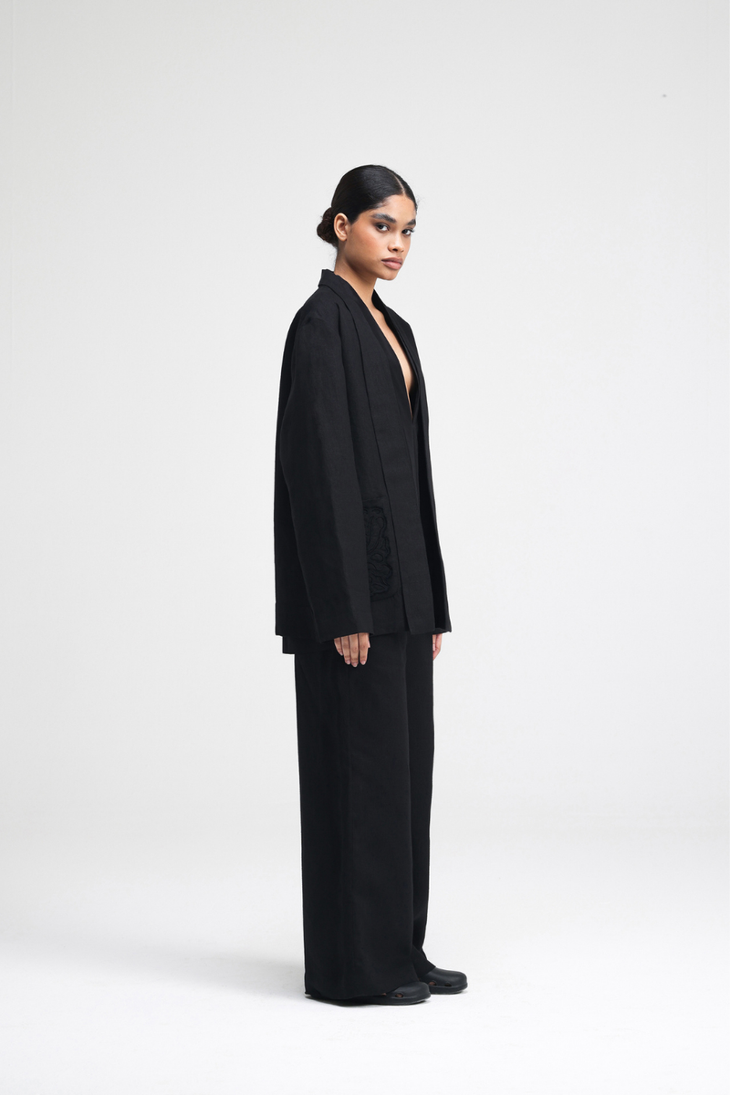 Sorai Hand-Embroidered Overlay by Turn Black in black color for women Worldwide
