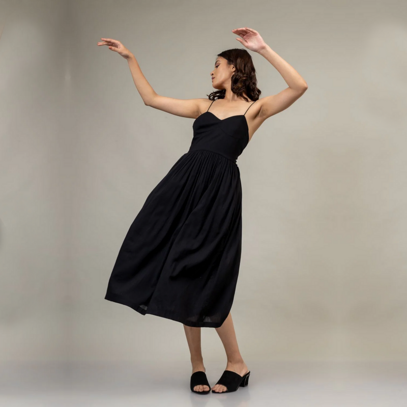 MARY BLACK DRESS by Doodlage in black color for women Worldwide