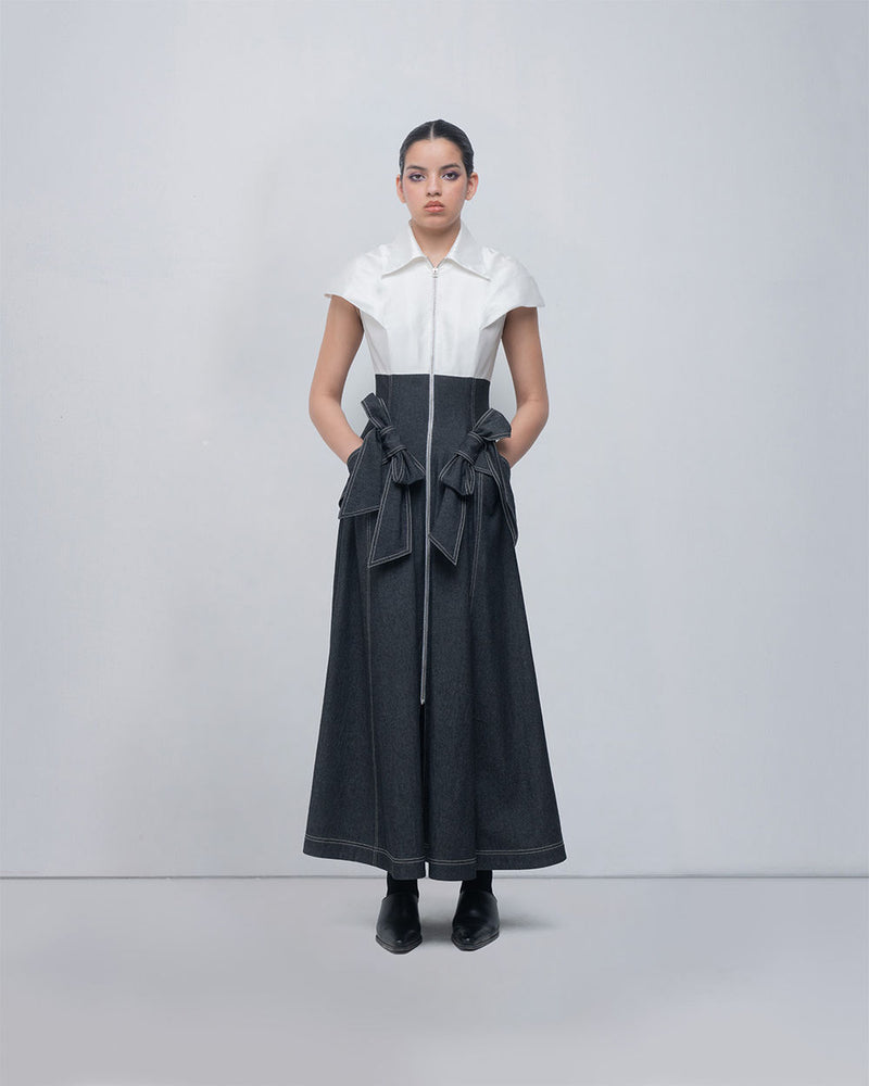 Donya Dress viscose by Leh Studios in ivory, grey for women Worldwide