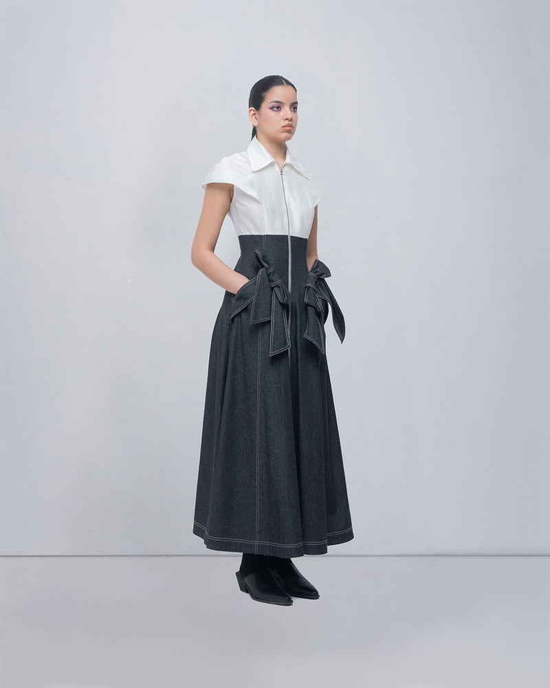 Donya Dress viscose by Leh Studios in ivory, grey for women Worldwide