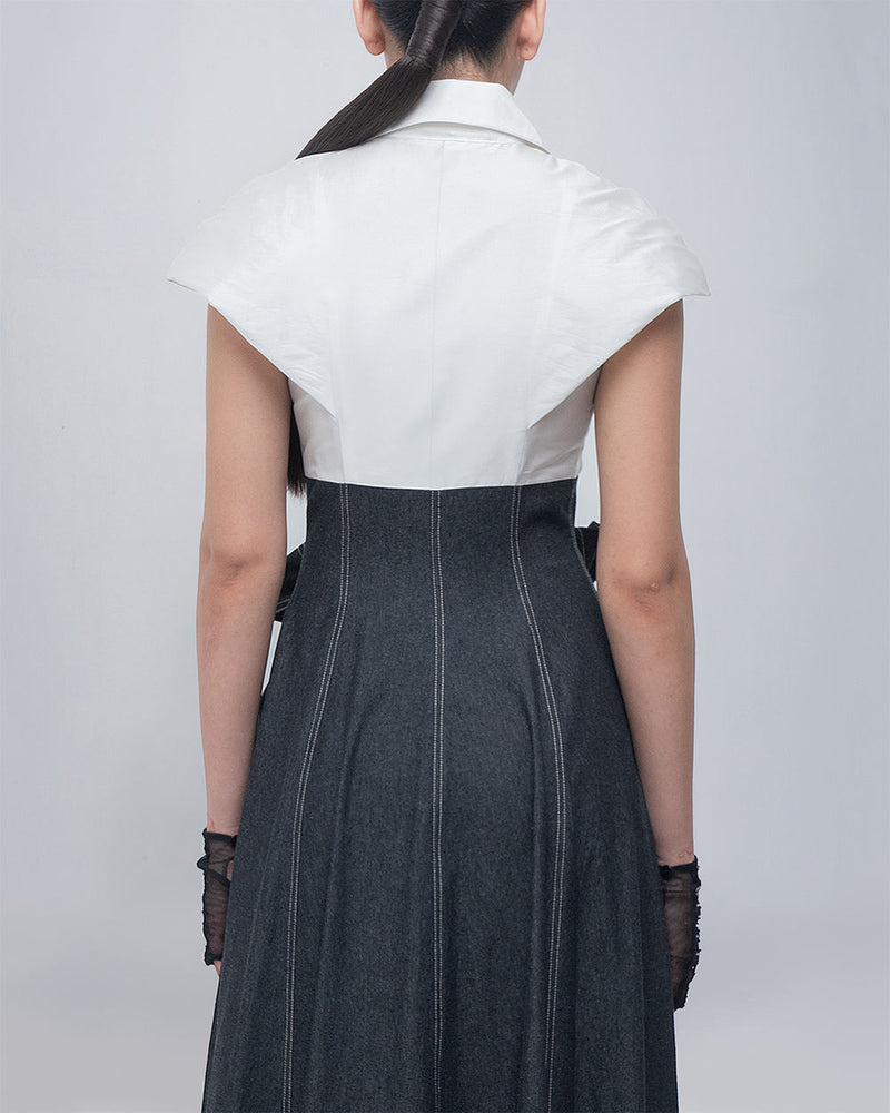 Donya Dress viscose by Leh Studios in ivory, grey for women Worldwide