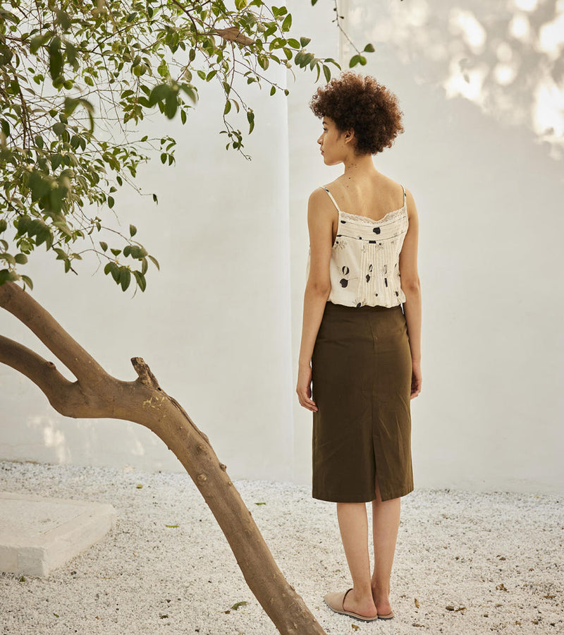 Olive pencil skirt Skirts by Khara Kapas in green for women Worldwide