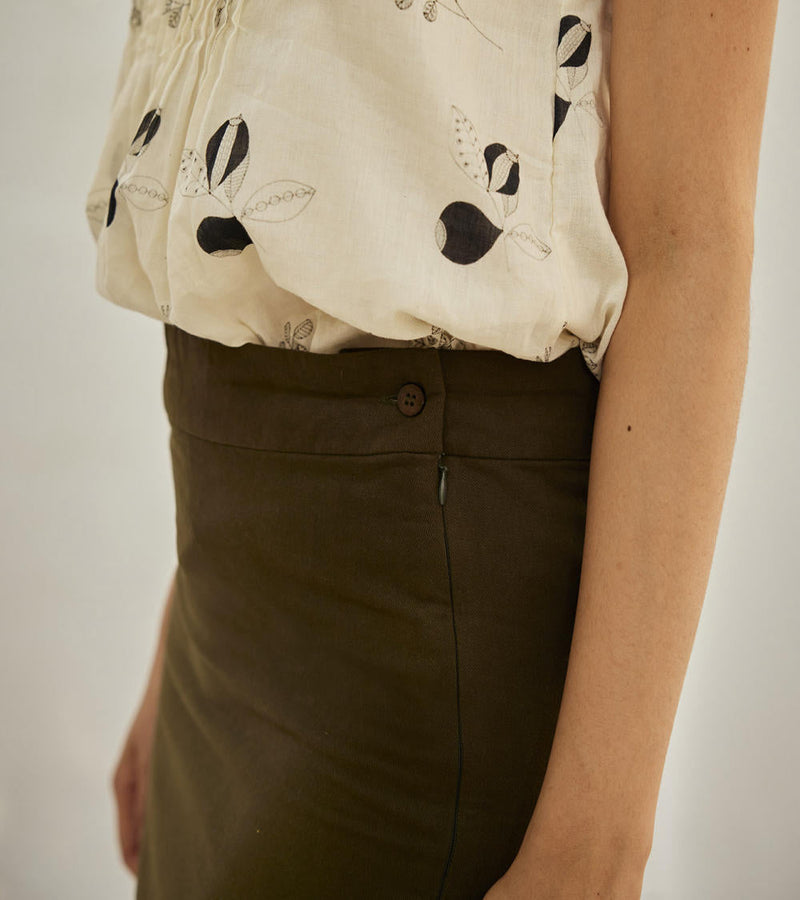 Olive pencil skirt Skirts by Khara Kapas in green for women Worldwide