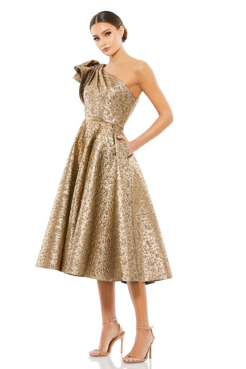 MD-67906 One Sh Flared Dress-Brown by Mac Duggal in brown color for women Worldwide