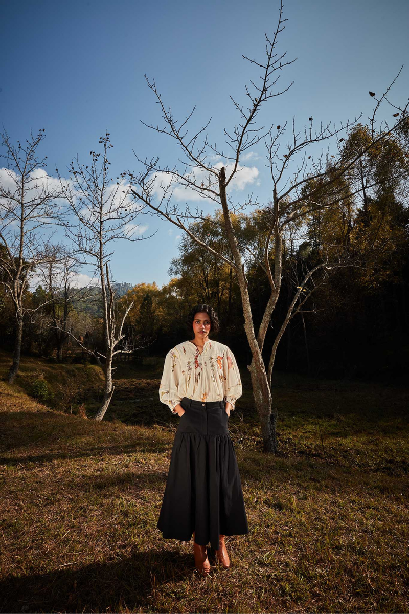 Phantom Skirt cotton by Khara Kapas in black for women Worldwide