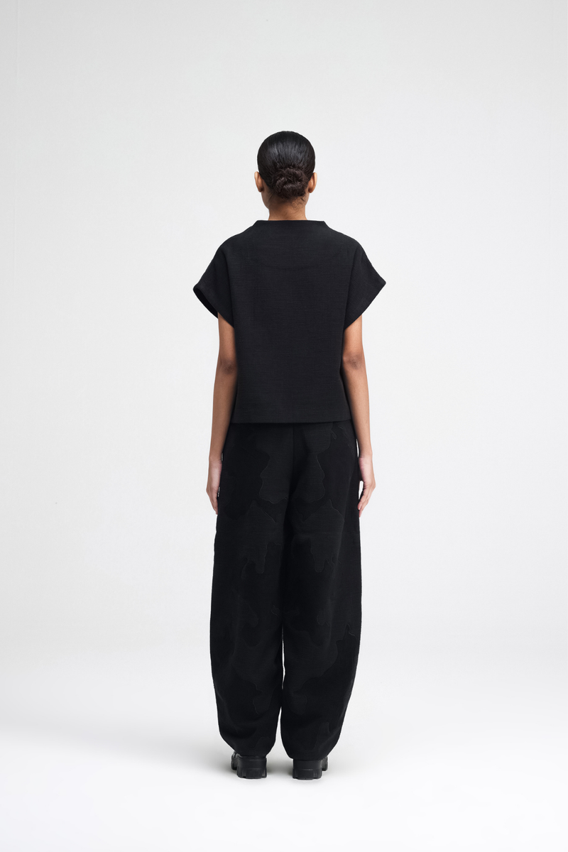 Dara Embroidered Top linen by Turn Black in black color for women Worldwide