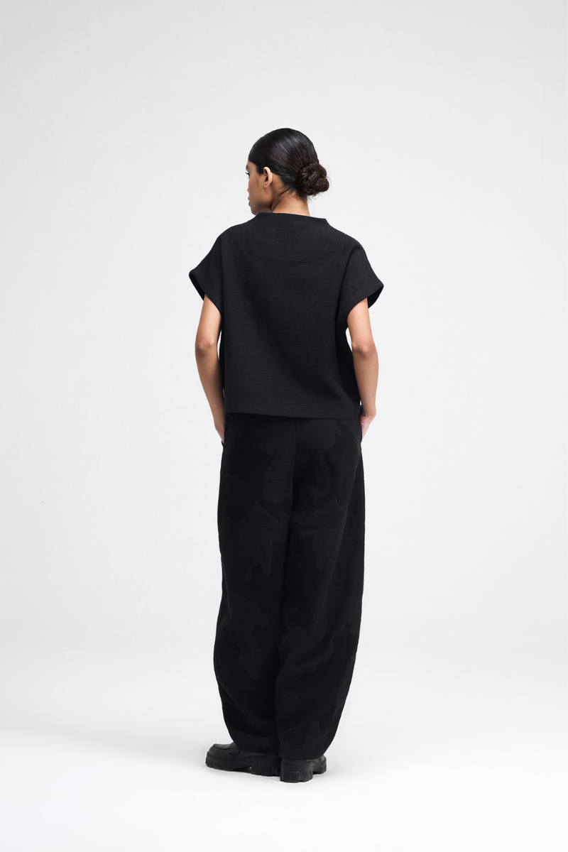 Dara Embroidered Top linen by Turn Black in black color for women Worldwide