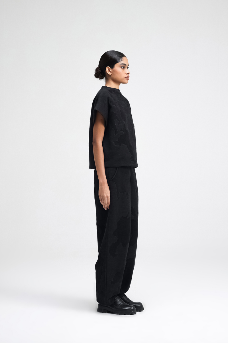 Dara Embroidered Top linen by Turn Black in black color for women Worldwide