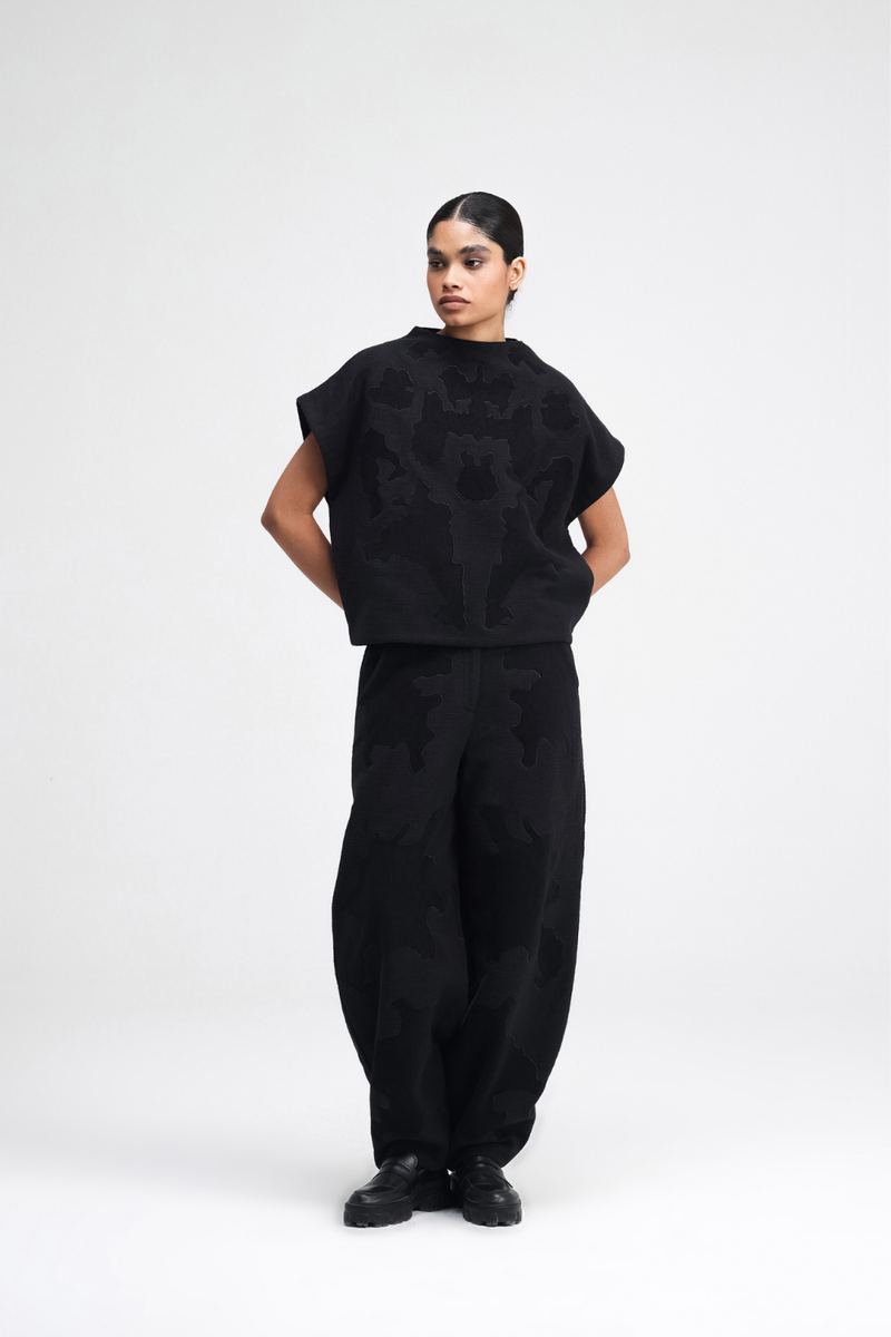 Dara Embroidered Top linen by Turn Black in black color for women Worldwide