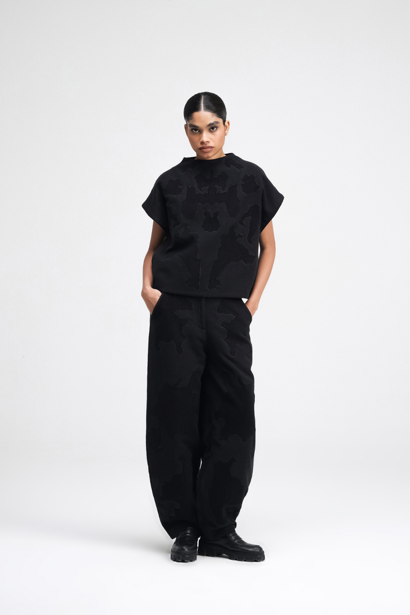 Dara Embroidered Top linen by Turn Black in black color for women Worldwide