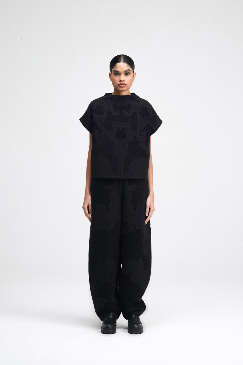 Dara Embroidered Top linen by Turn Black in black color for women Worldwide