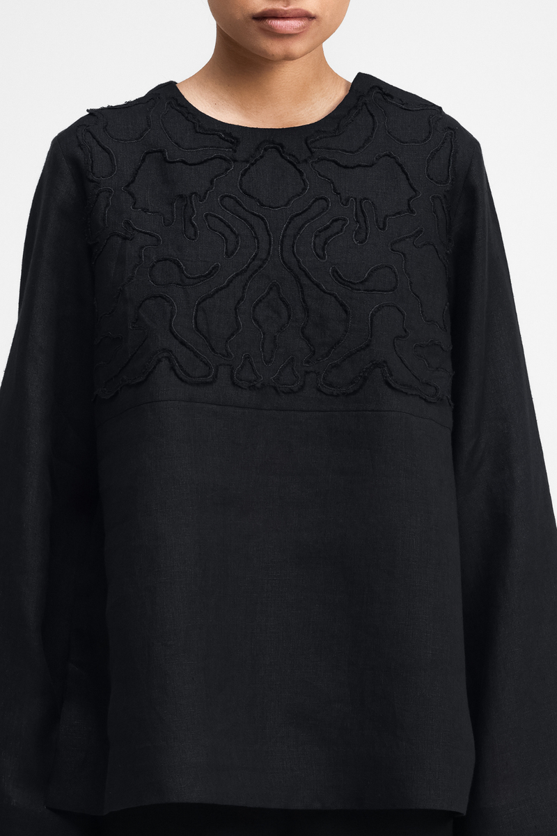 Tami Hand-Embroidered Top by Turn Black in black color for women Worldwide