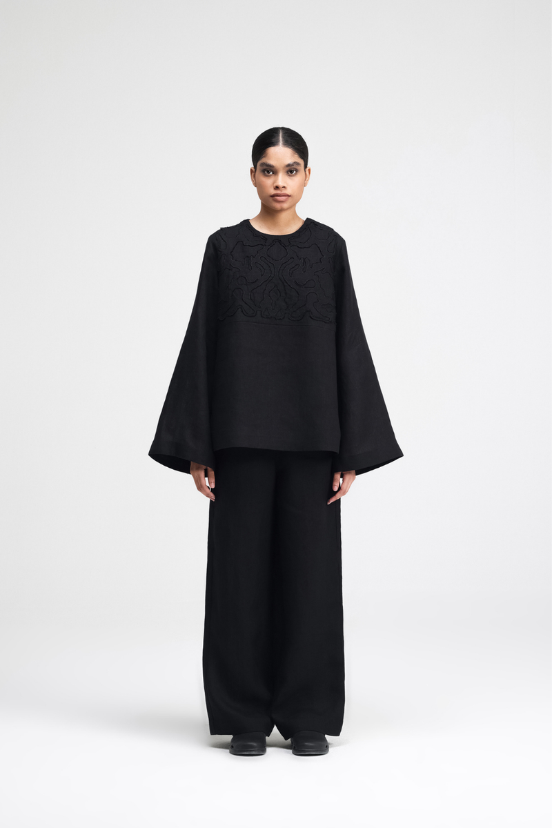 Tami Hand-Embroidered Top by Turn Black in black color for women Worldwide