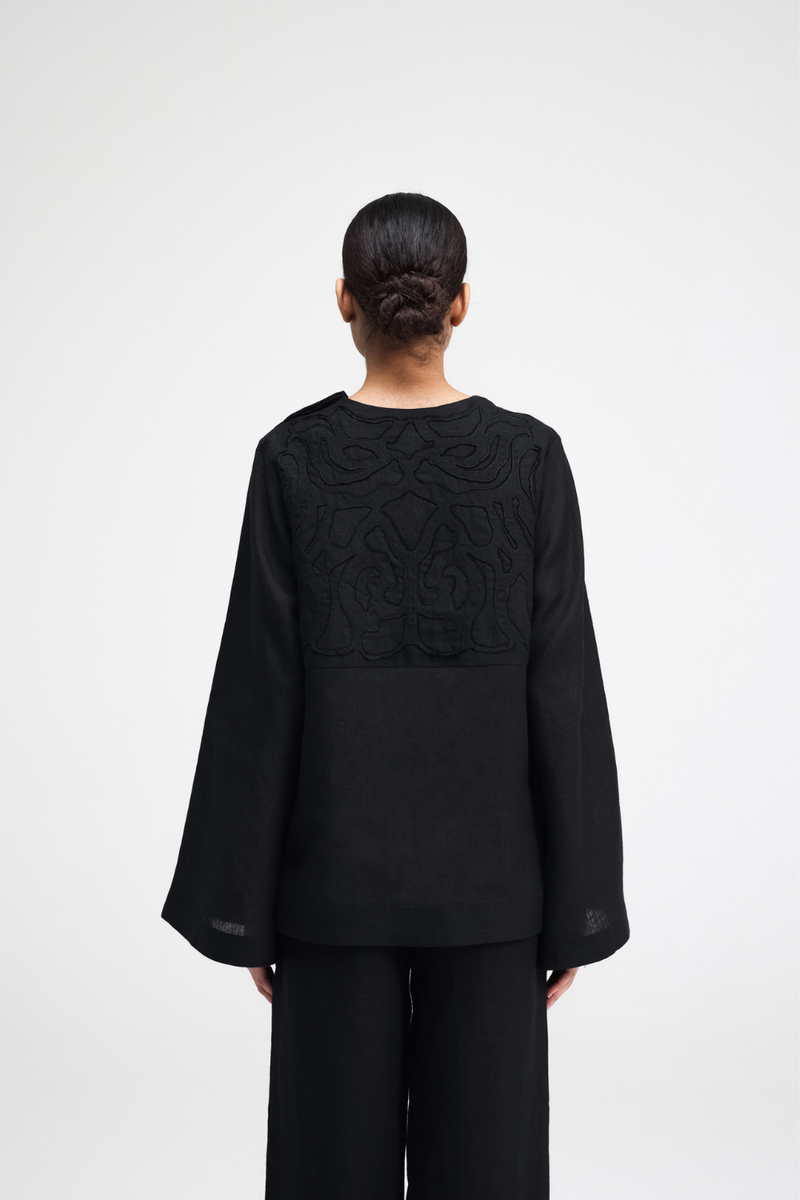 Tami Hand-Embroidered Top by Turn Black in black color for women Worldwide
