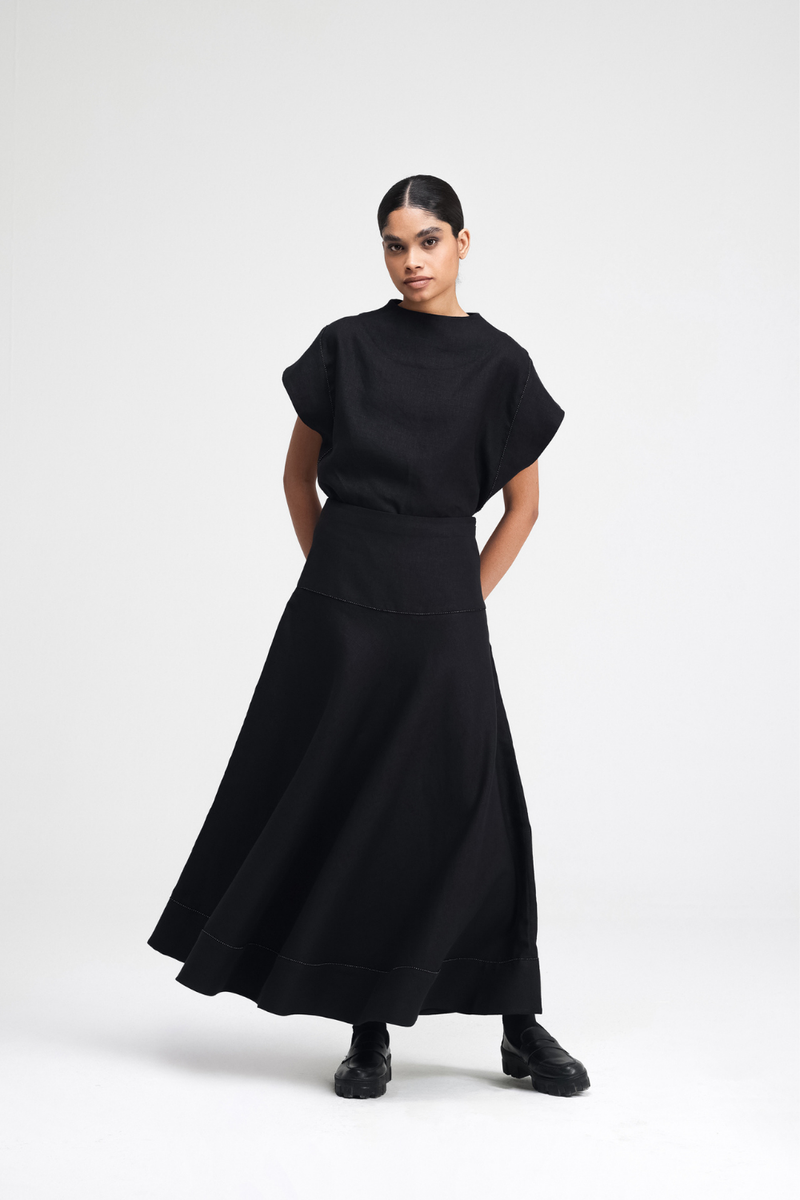 Caro Hand-Embroidered Co-ord Set by Turn Black in black color for women Worldwide