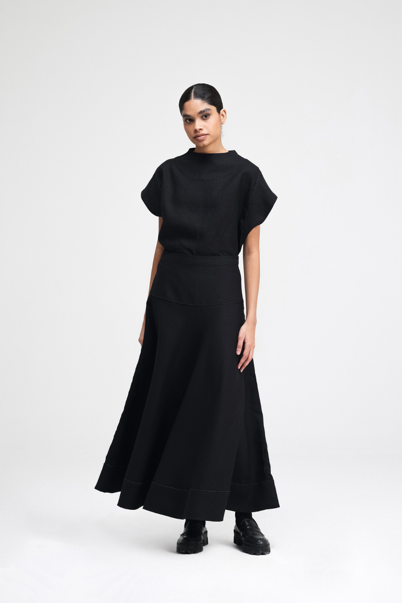 Caro Hand-Embroidered Co-ord Set by Turn Black in black color for women Worldwide