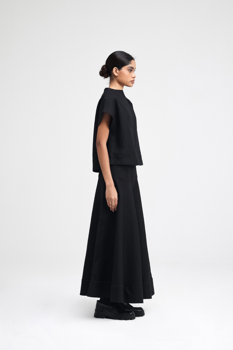 Caro Hand-Embroidered Co-ord Set by Turn Black in black color for women Worldwide