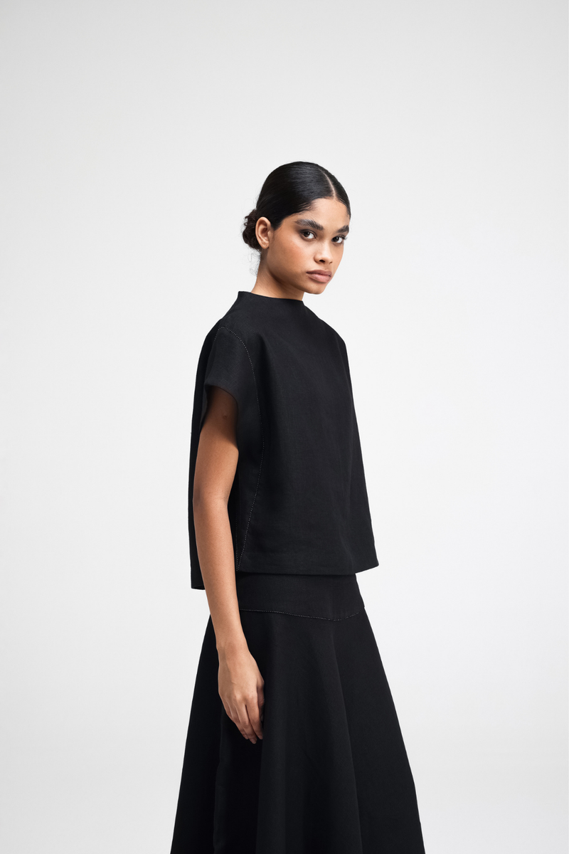 Caro Hand-Embroidered Co-ord Set by Turn Black in black color for women Worldwide