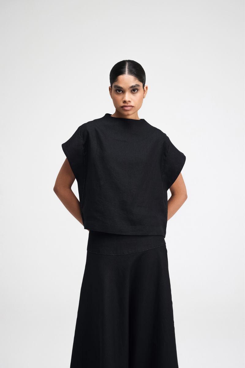 Caro Hand-Embroidered Co-ord Set by Turn Black in black color for women Worldwide