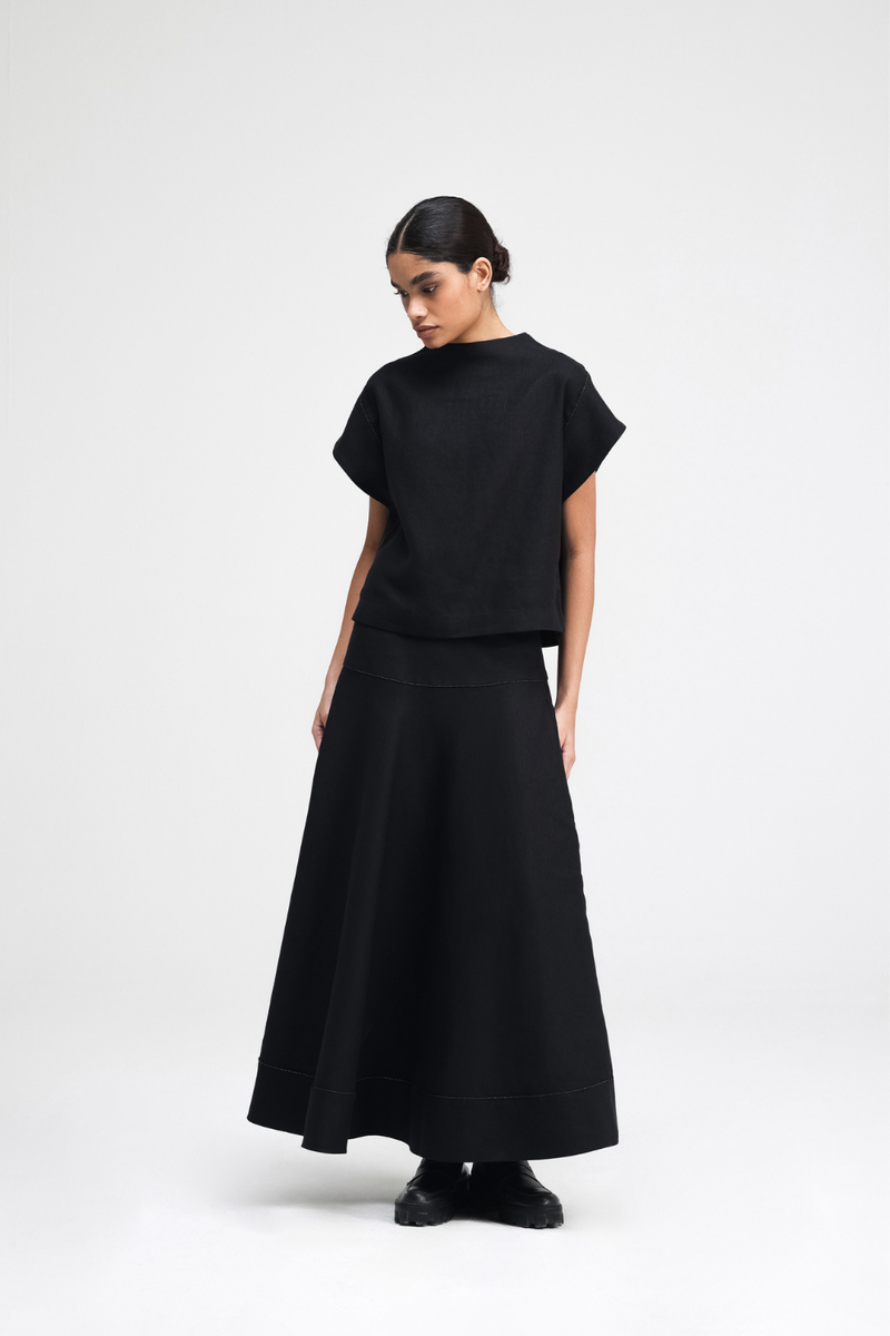 Caro Hand-Embroidered Co-ord Set by Turn Black in black color for women Worldwide