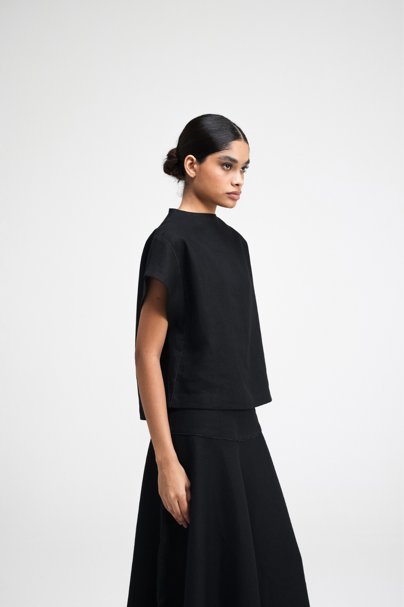 Caro Hand-Embroidered Co-ord Set by Turn Black in black color for women Worldwide
