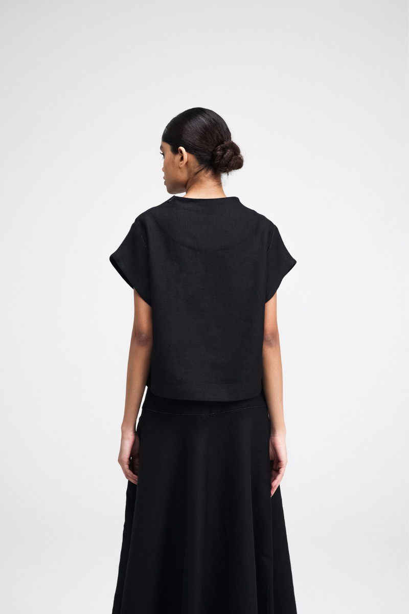 Caro Hand-Embroidered Co-ord Set by Turn Black in black color for women Worldwide