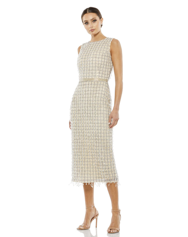 MD-5471 Embroidered Midi Dress-Beige by Mac Duggal in beige color for women Worldwide