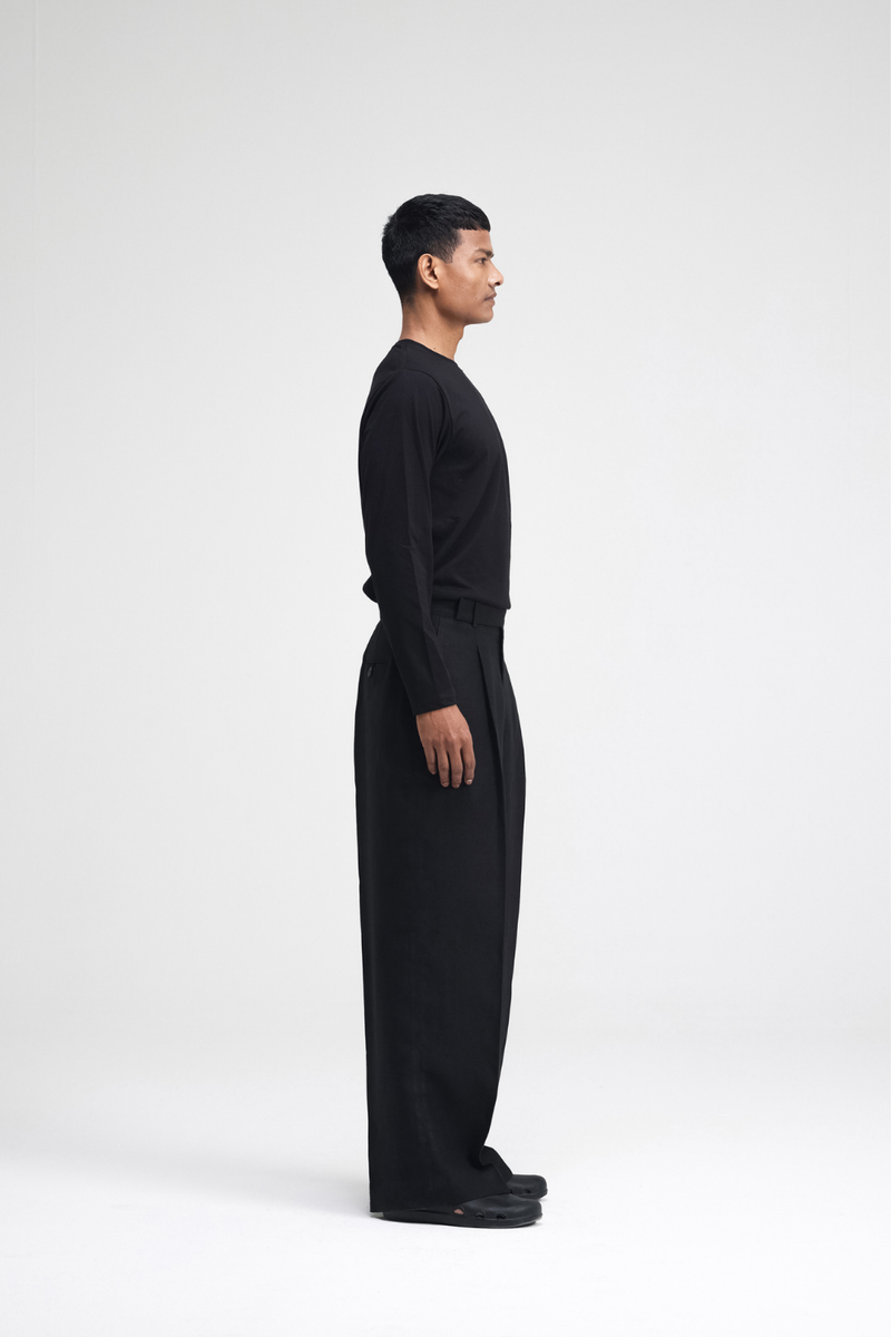 Dami Pants linen by Turn Black in black color for men Worldwide