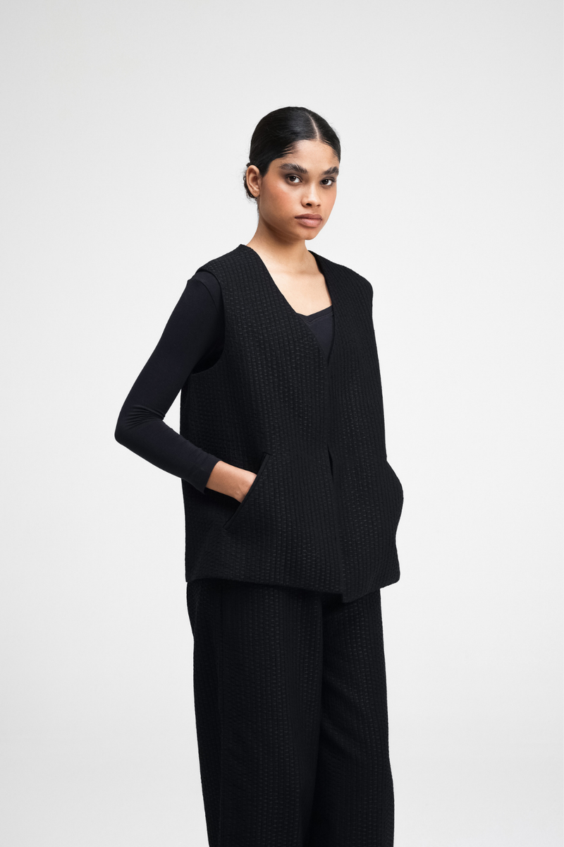Jul Embroidered Vest cotton by Turn Black in black color for women Worldwide